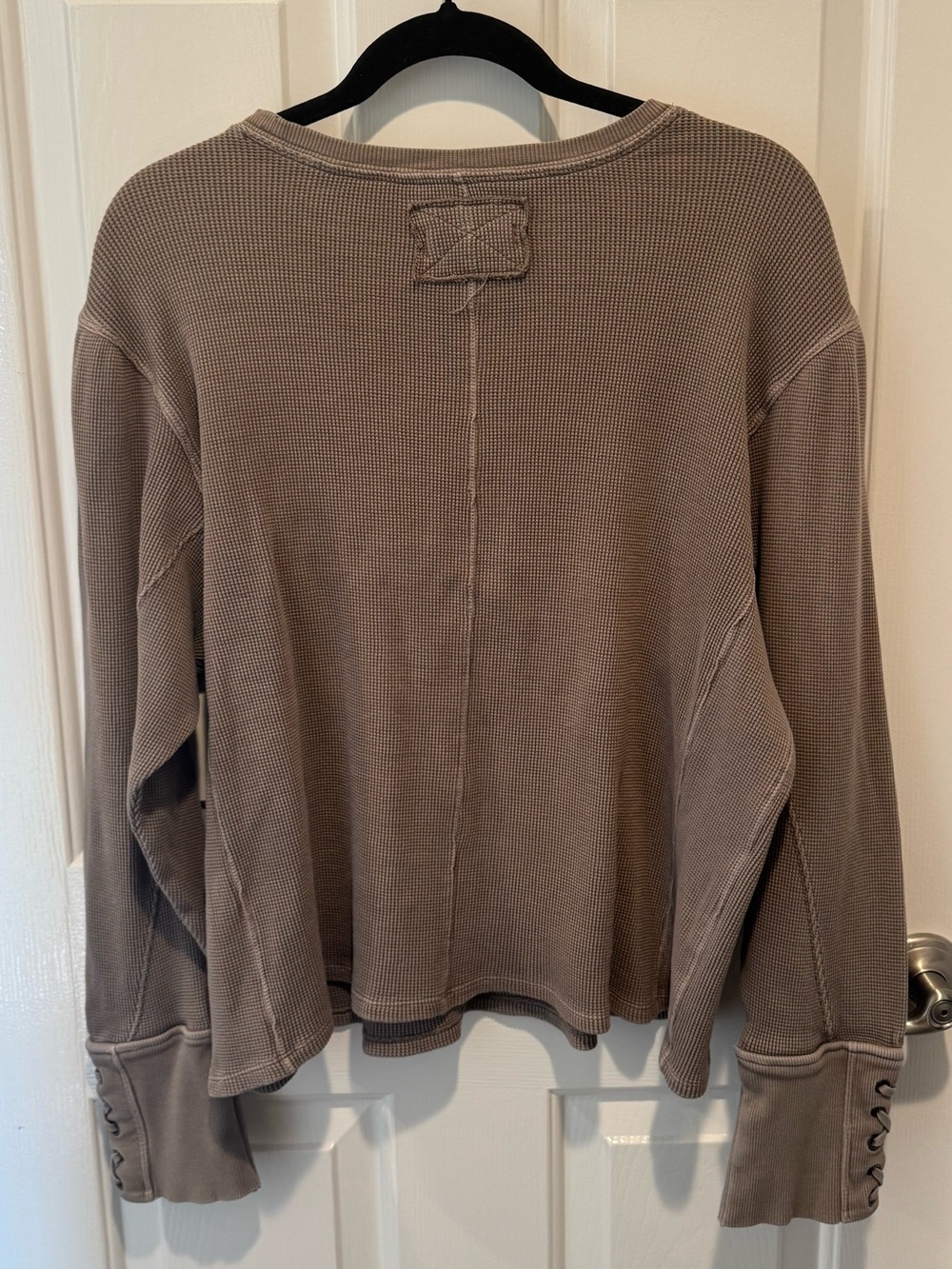 We The Free Womens Taupe Waffle Knit Long-Sleeve Top Size L - Picture 2 of 16